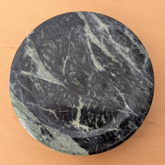 Vintage Mid-Century Green Marble Round Ashtray - Picture 4 of 6